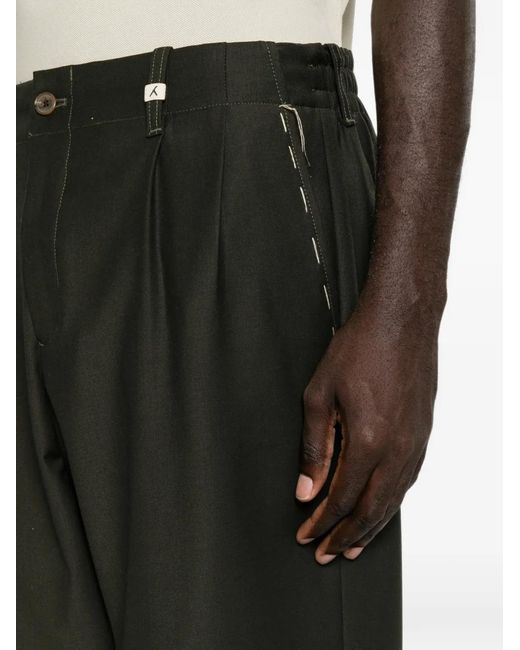 Myths Gray Pleated-Front Straight-Leg Trousers for men
