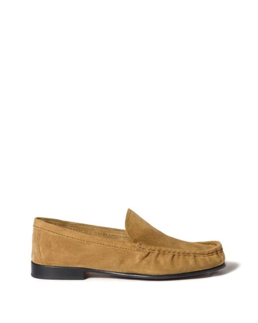 Miu Miu White Embossed-Logo Suede Loafers