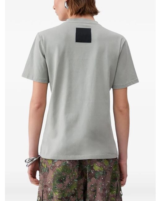 Liu Jo Gray Light Embellished Back Patch T-Shirt