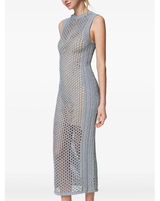 Twinset Gray Langes Midikleid aus Lurex-Mesh