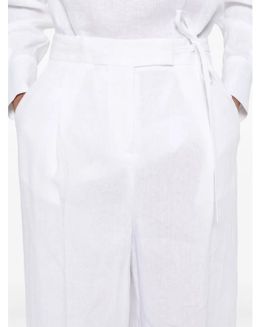 Eleventy White Pleat-Detailing Trousers