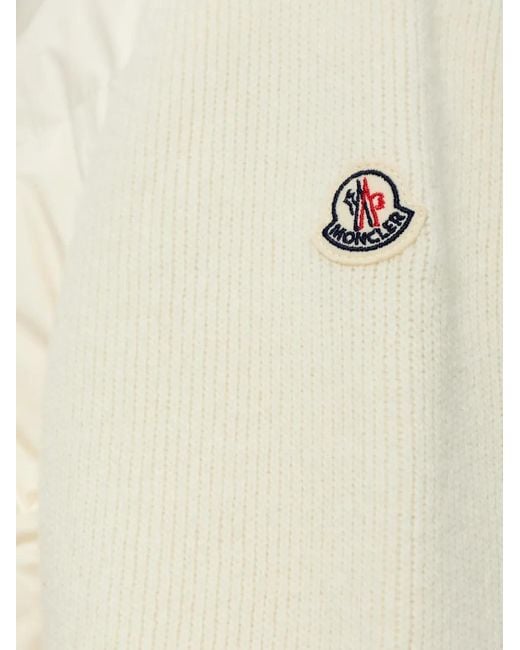 Moncler White Quilted Wool-Cashmere Puffer Sweater With Goose Down, Zip Pocket