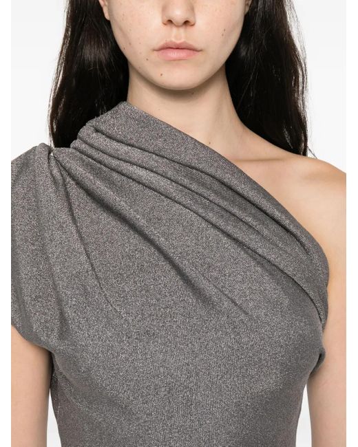 Khaite Gray One-Shoulder Ruffled Top