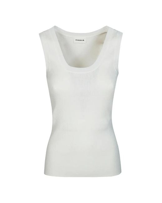 P.A.R.O.S.H. White Ribbed Tank Top