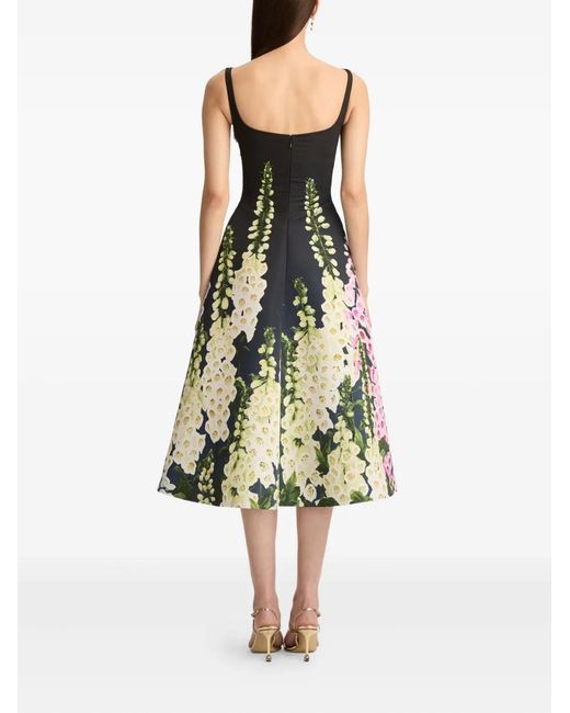 Oscar de la Renta White Foxglove Midi Dress
