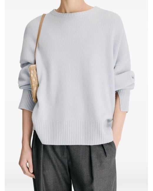 Loulou de Saison White Anton Crew-Neck Cashmere Sweater