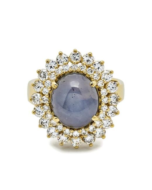 Jewels Aficionado Metallic 18K Embellished Sapphire And Diamond Ring