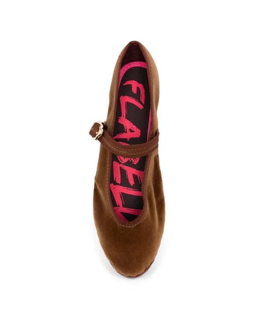 Flabelus Brown Pierre Velvet Ballet Flats