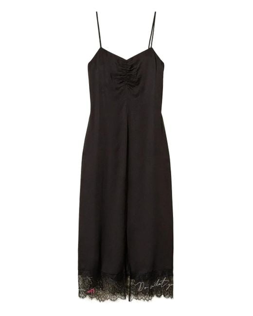 Twinset レーストリム スリップドレス Black