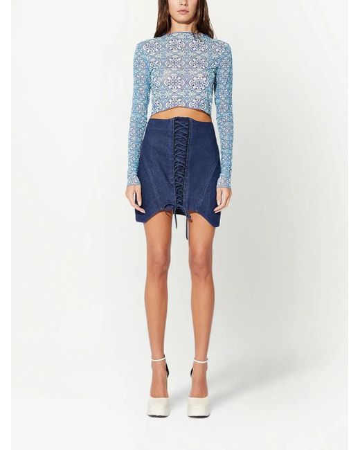 RTA Blue Tomas Tile-Print Top