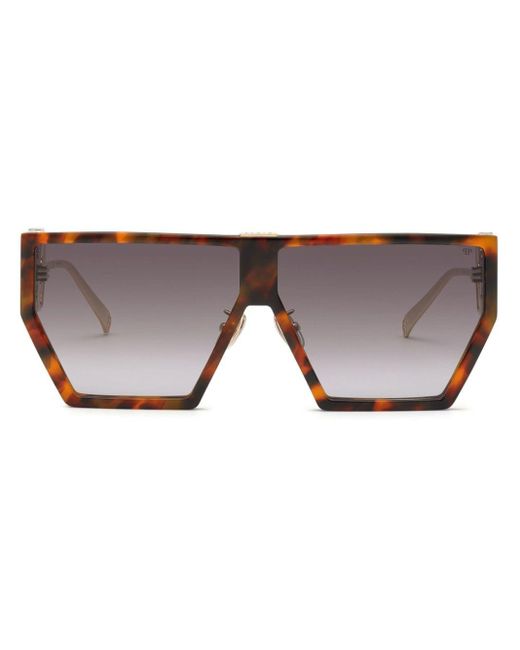 Philipp Plein Brown Space Rock Plein Hexagon Oversized-frame Sunglasses