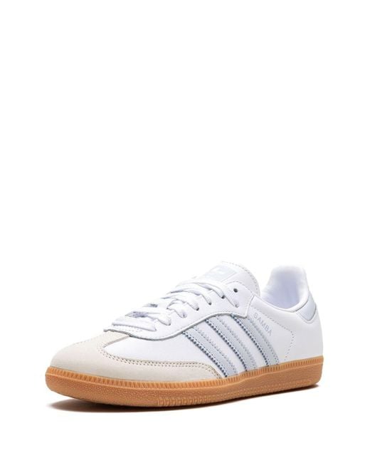 Adidas White Samba Og "halo Blue" Sneakers