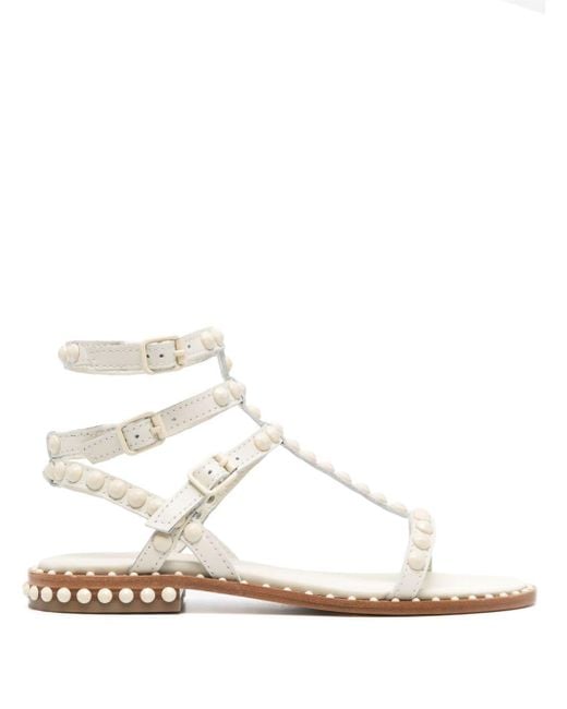 Ash White Play Stud-embellished Sandals