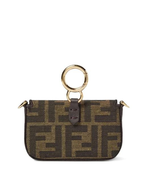 Fendi Brown Nano Baguette Ff-Jacquard Shoulder Bag