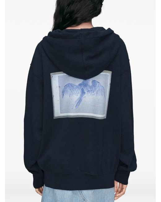 Maison Margiela Blue Graphic-Print Zip-Up Hoodie