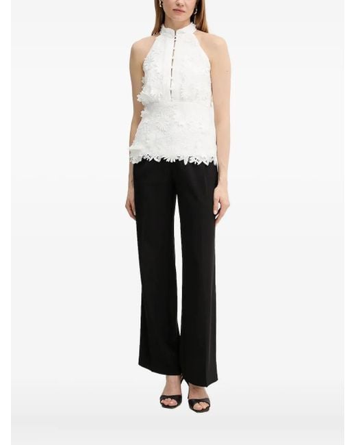 Bardot フローラルレース ホルターネックトップ White