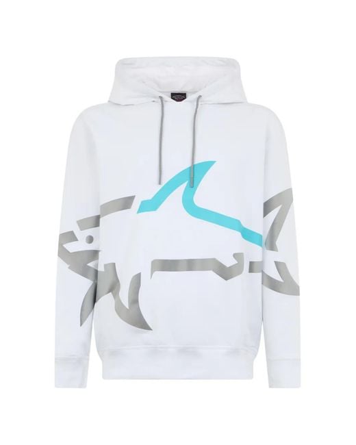 Paul & Shark White Logo-Print Drawstring Hoodie for men