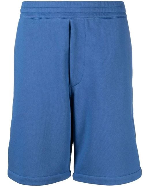 McQueen Blue Logo Cotton Shorts for men
