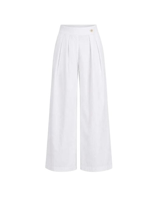 SABLYN White Brooke Pleated Wide-Leg Trousers