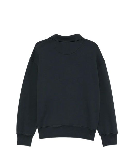 Maison Kitsuné Blue Fox-Patch Half-Zip Sweater for men