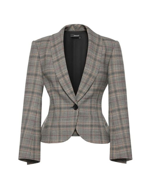Anouki Gray Check-Pattern Blazer