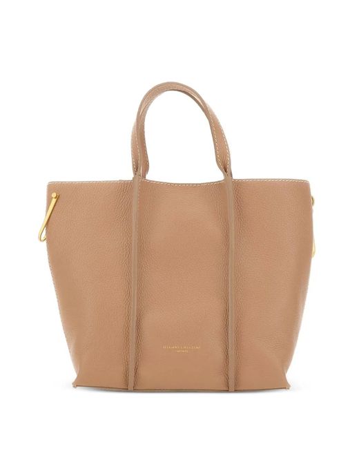 Gianni Chiarini Natural Zahara Ribbed Grained Leather Tote Bag