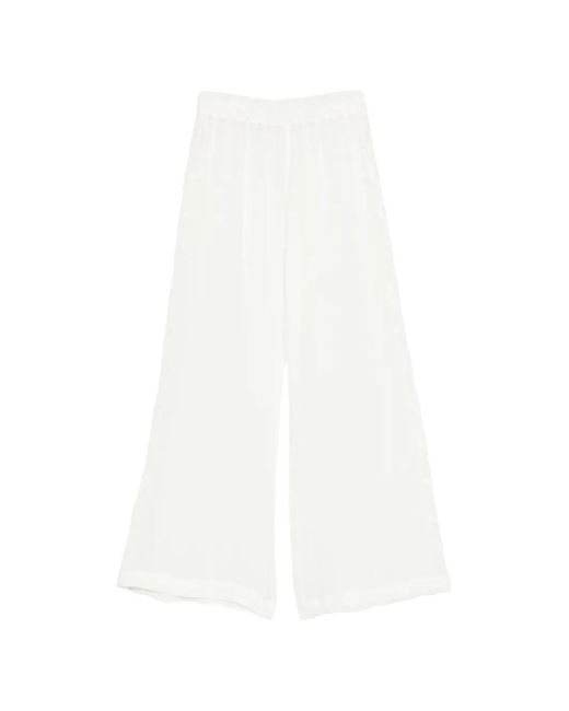Maurizio Braschi White Lace-Trim Trousers