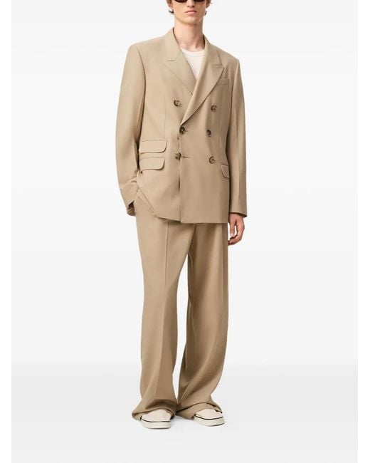 AMI Natural Double-Breasted Wool Jacket for men
