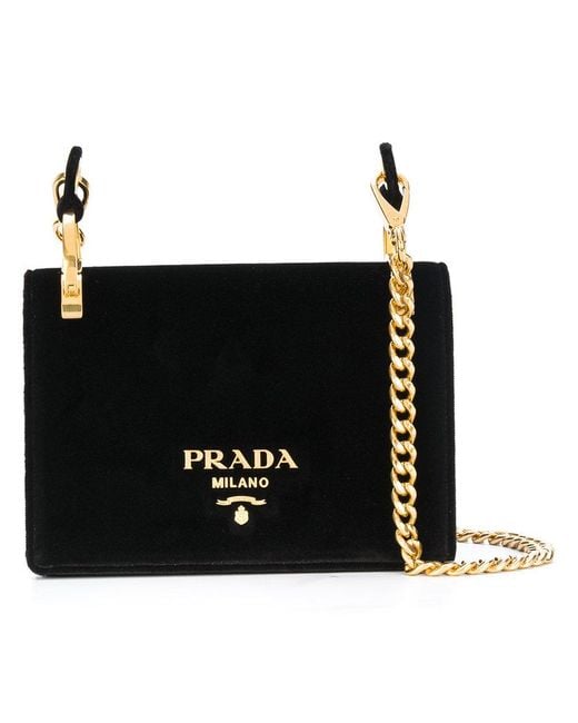 Prada Velvet Pattina Bag With Gold Chain in Black | Lyst Canada