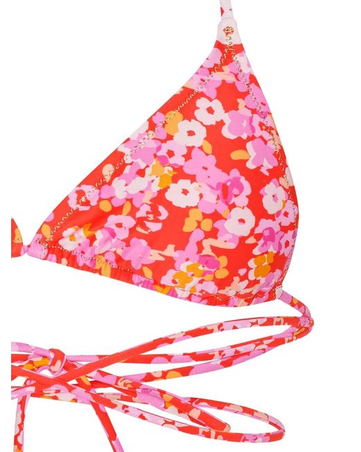 ROTATE BIRGER CHRISTENSEN Red X Reina Olga Flower-Print Wrap Bikini