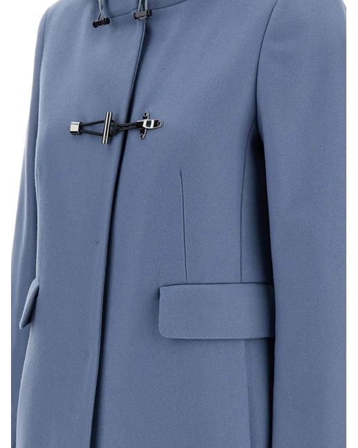 Fay Blue Hooded Toggle Coat