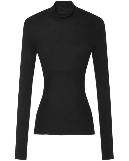 Versace Ribgebreide Top in het Black