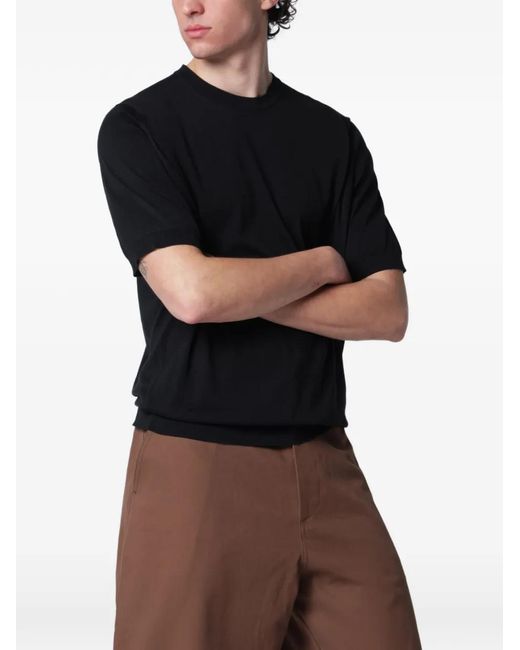 John Smedley Black Crew-Neck T-Shirt for men