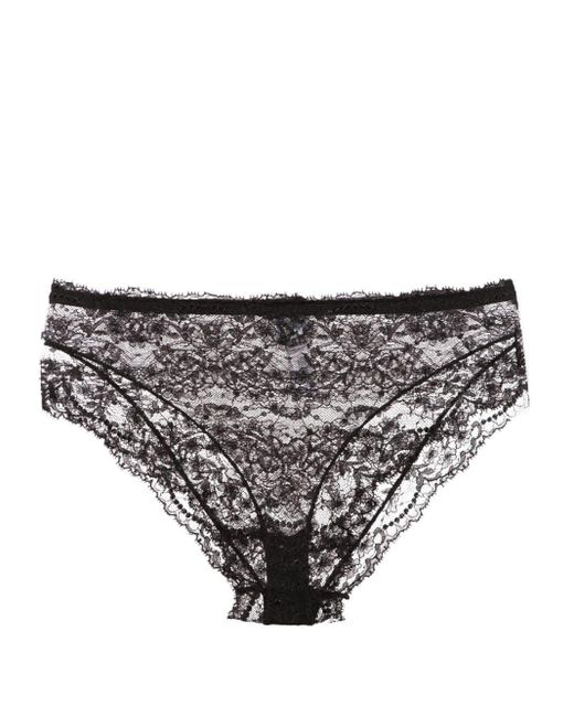 Dolce & Gabbana Gray Floral-lace High-waisted Briefs