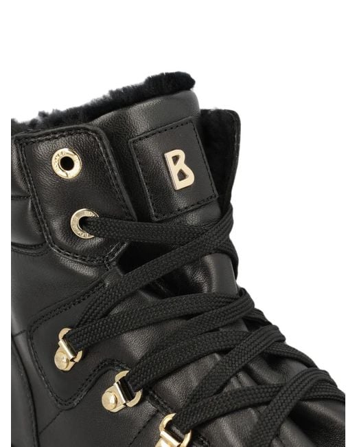 Bogner Black Lace-Up Leather Ankle Boots