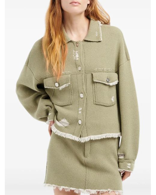 Barrie Green Denim Fringed Jacket