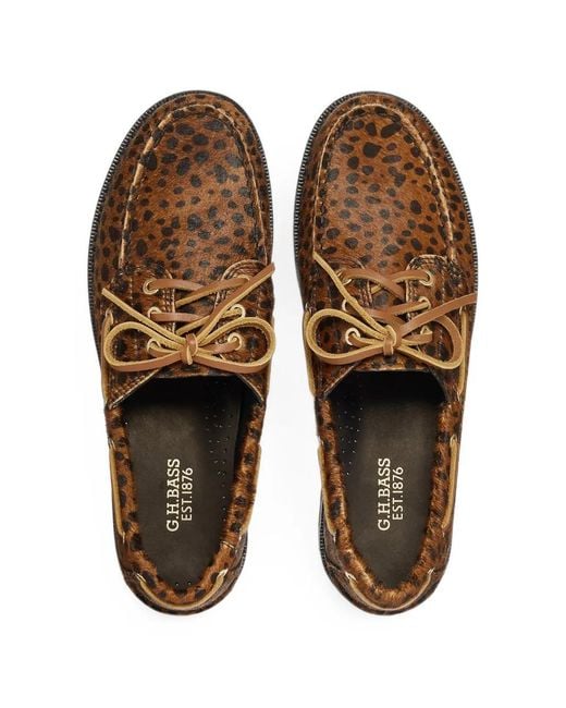 G.H.BASS Brown Mallorie Camp Moc Cheetah-Print Loafers