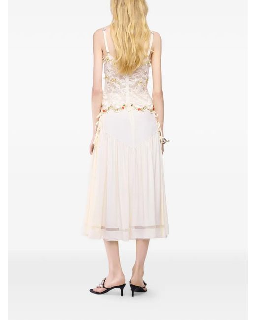 Rabanne Natural Lace-Embroidered Top