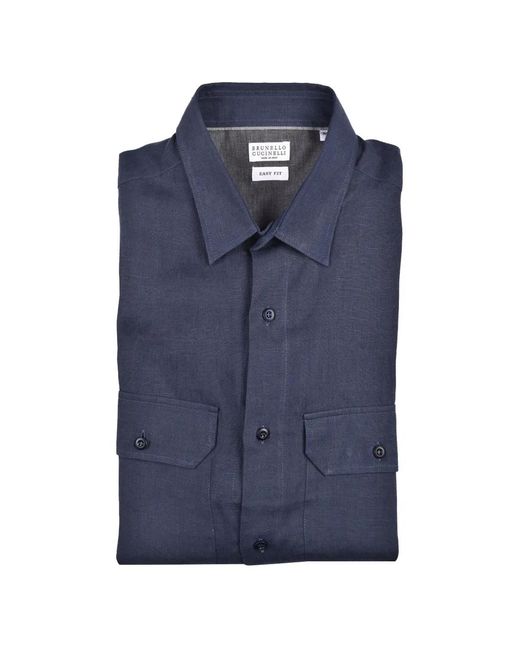 Brunello Cucinelli Button-Down Overhemd in het Blue voor heren