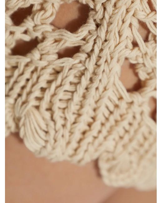 The Attico Natural Crochet-Knit Mini Dress