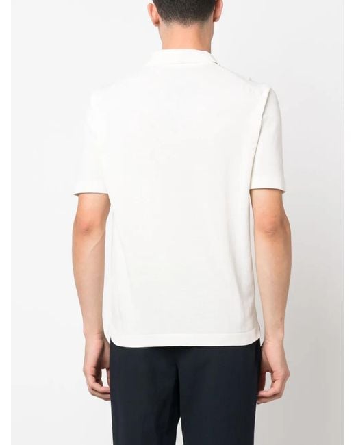 Dell'Oglio White Open-Placket Cotton Polo Shirt for men
