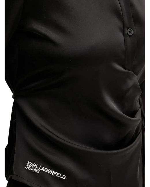 Karl Lagerfeld Black Gewickeltes Hemd Mit Logo-Detail