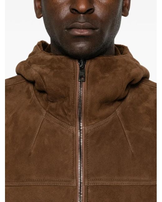 Giorgio Brato Brown Hooded Suede Jacket for men