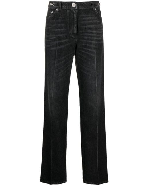 Versace Black Gerade High-Rise-Jeans