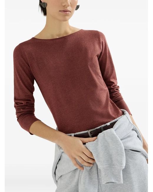 Brunello Cucinelli Purple Cashmere And Silk Lightweight Sweater