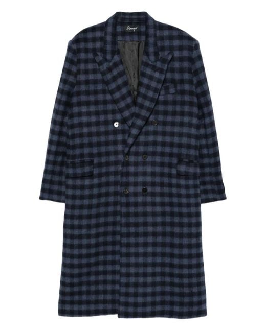 BENJAMIN BENMOYAL Blue Double-Breasted Check Coat