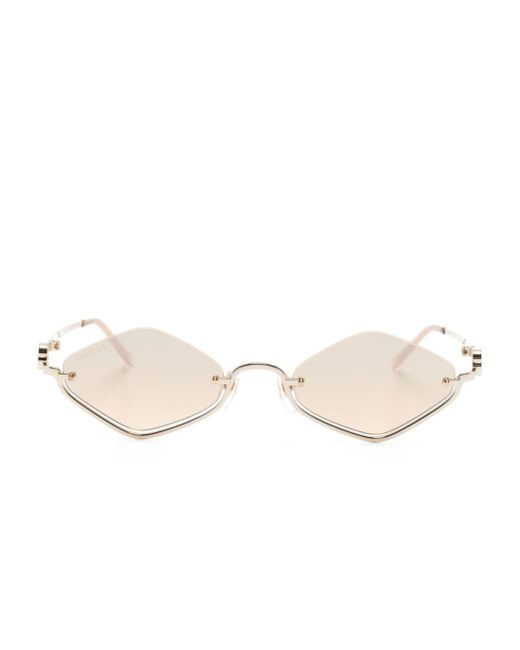 Gucci Natural Geometrische Halbrand-Sonnenbrille