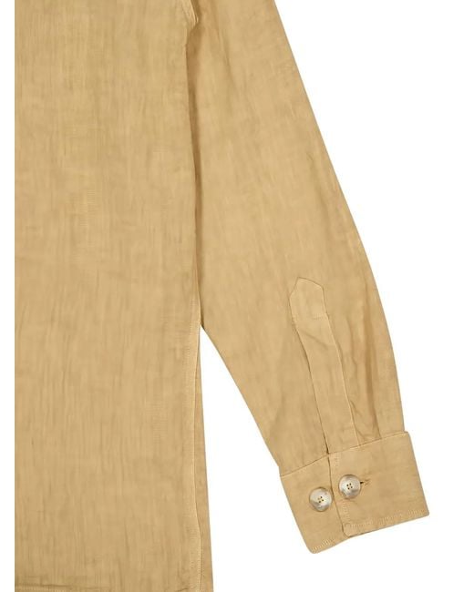 120% Lino Natural Button Multiple Pocket Jacket for men