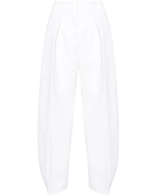 Jacquemus White Le Pantalon Ovalo Tapered-Leg Trousers
