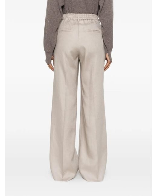 Tagliatore White Pleated Drawstring Trousers